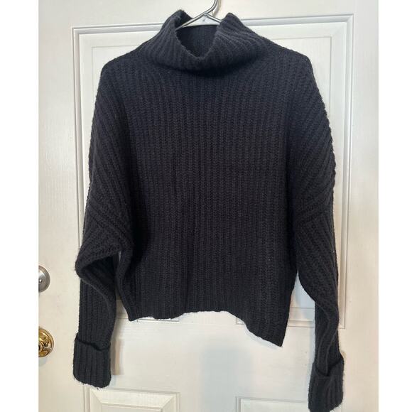 Maeve by Anthropologie Sweater Oversized Boho Turtleneck Black Women's X-Small - Picture 3 of 7